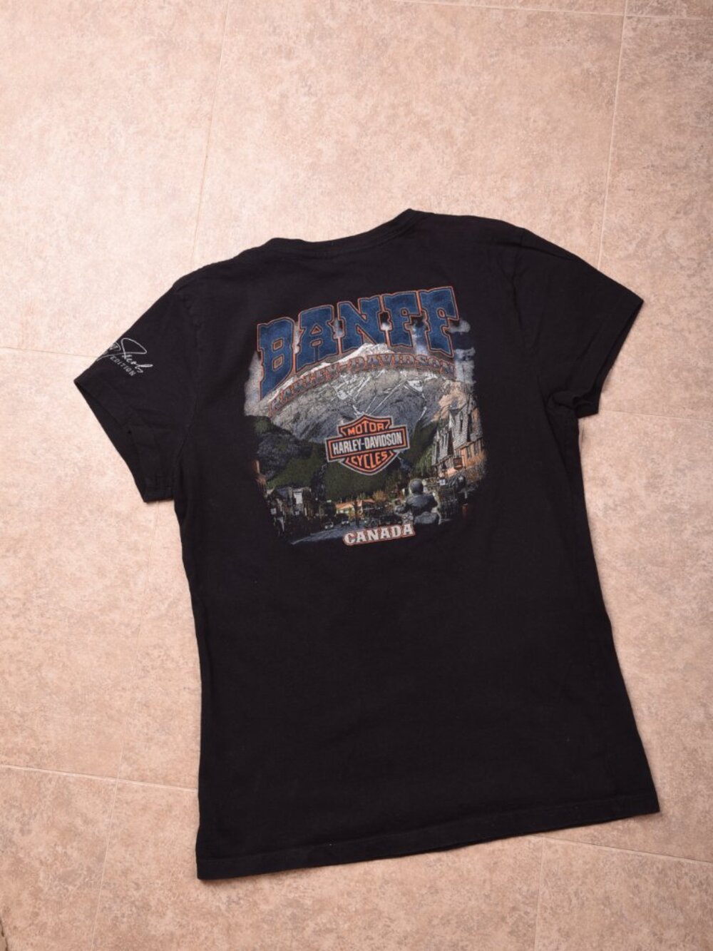Harley Davidson Women’s V-Neck Shirt Black Scott Jacobs Fine Art Graphic Tee - M - Picture 6 of 8